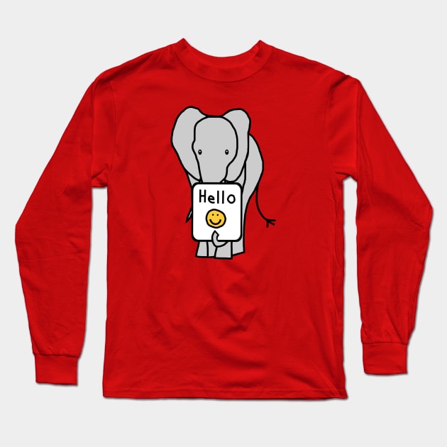 Elephant says Hello Long Sleeve T-Shirt by ellenhenryart